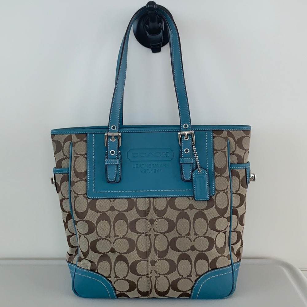 Coach Brown and Blue Shoulder Bag